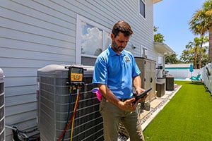 Tech checking on cooling