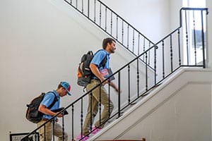 Techs going upstairs
