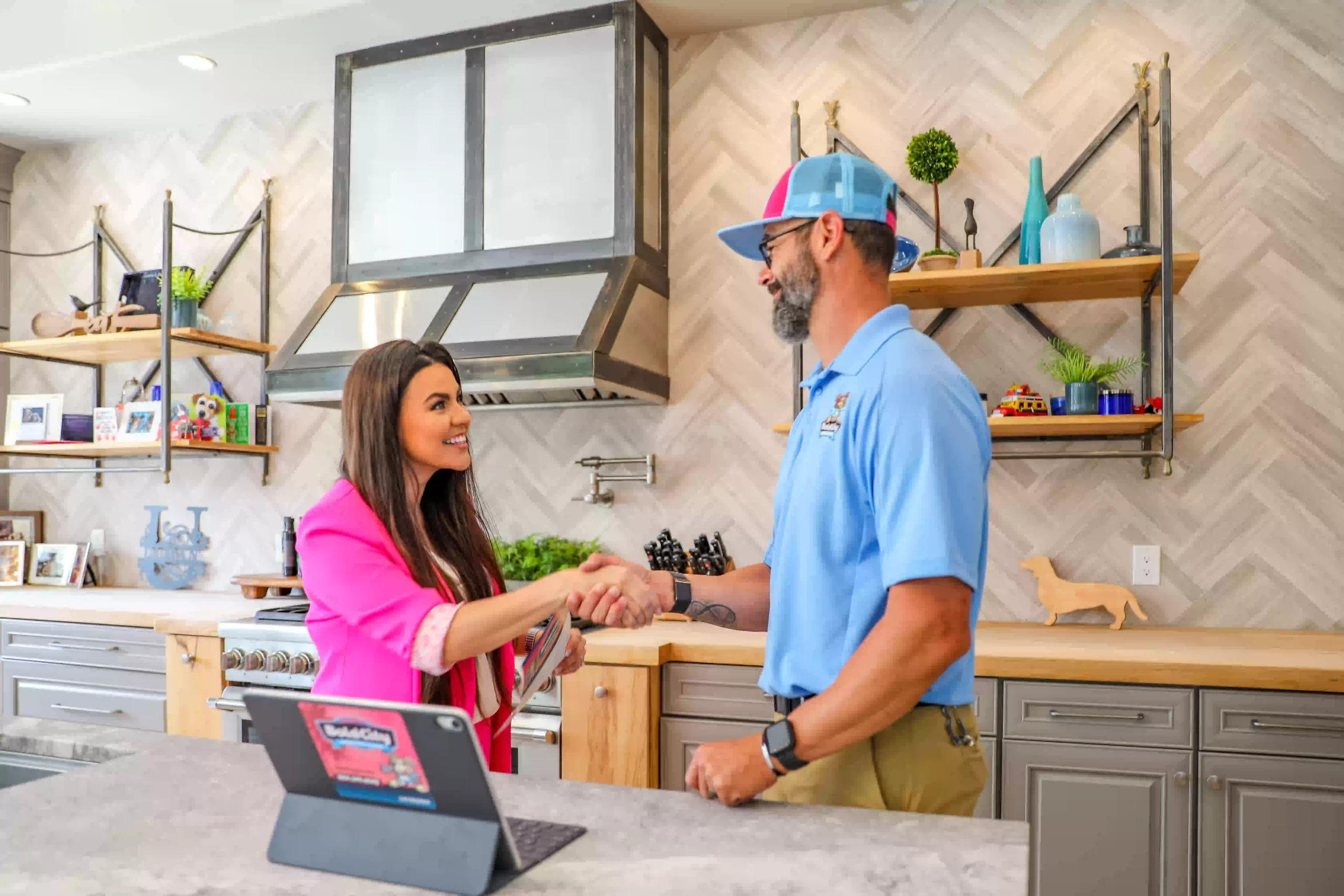 Bold City technician greeting a Jacksonville homeowner at the door